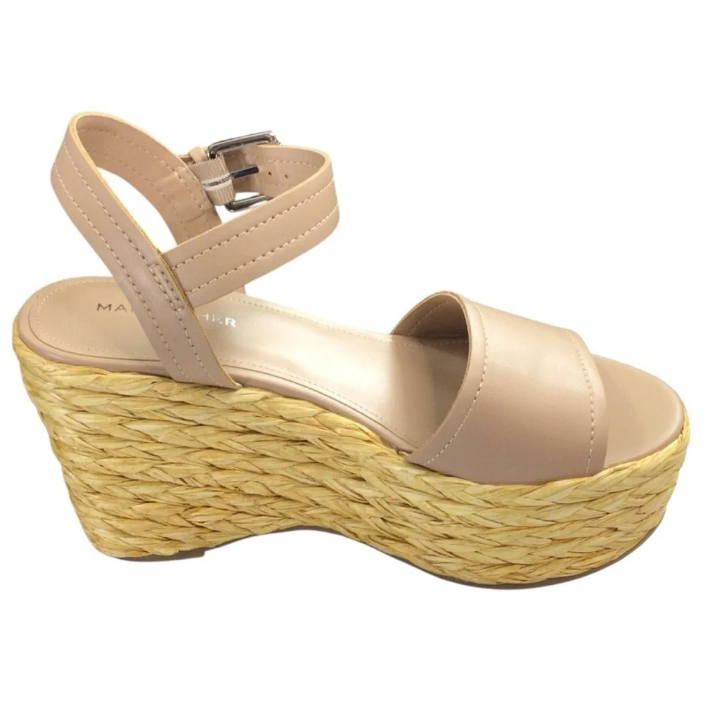 Marc Fisher Tan Wedge Sandals with Jute Platform NWT size 8.5